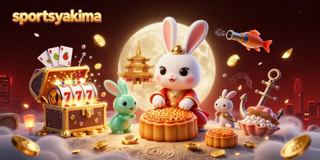 Experience thrilling action with sportsyakima as the moon rabbit reveals poker chips and golden treasures.