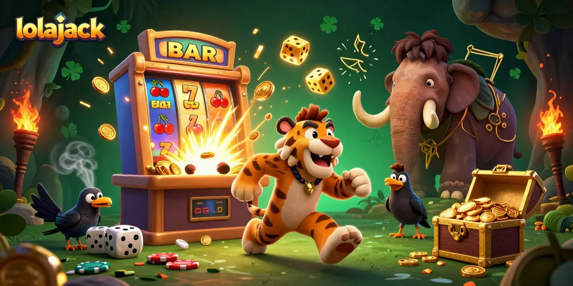 Experience thrilling gaming action at lolajack with a vibrant prehistoric casino scene.