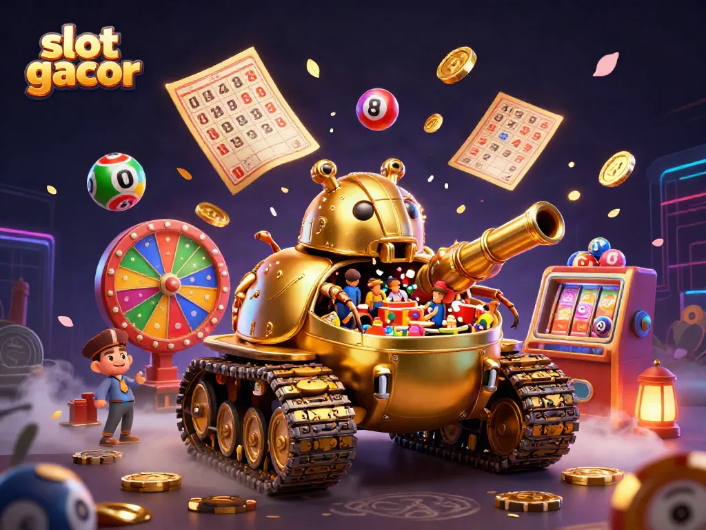Experience the thrilling world of slot gacor with a lively casino scene crafted in 3D.