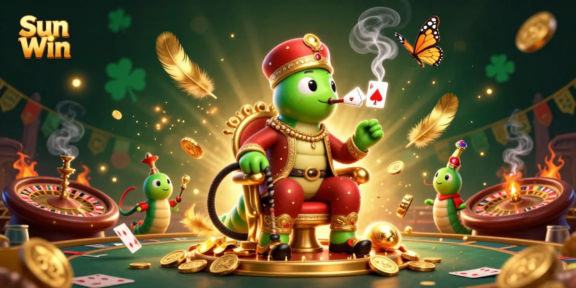 Experience unique gaming excitement at Sun Win with a vibrant 3D illustration of casino action.