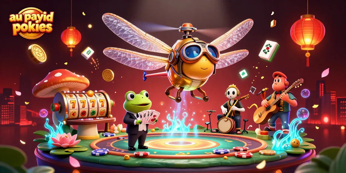 Engage in exciting gameplay with au payid pokies at vibrant lily pad casino featuring unique characters.